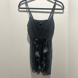 ATMOSPHERE size 10 tank top with flowy sheer floral mesh flared hem. Thin strap